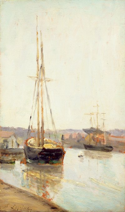 Boats on a Canal by Stanislas Victor Edouard Lepine